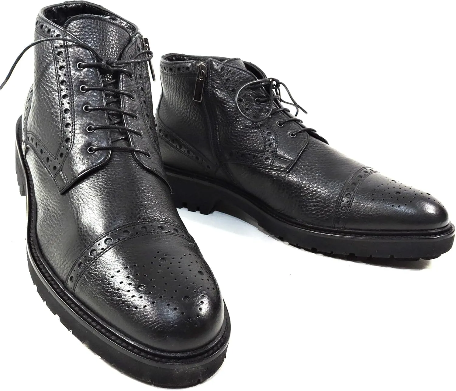 Baldinini Men's Black Leather Chukka Boots with Fur Lining, Winter