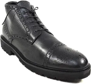 Baldinini Men's Black Leather Chukka Boots with Fur Lining, Winter