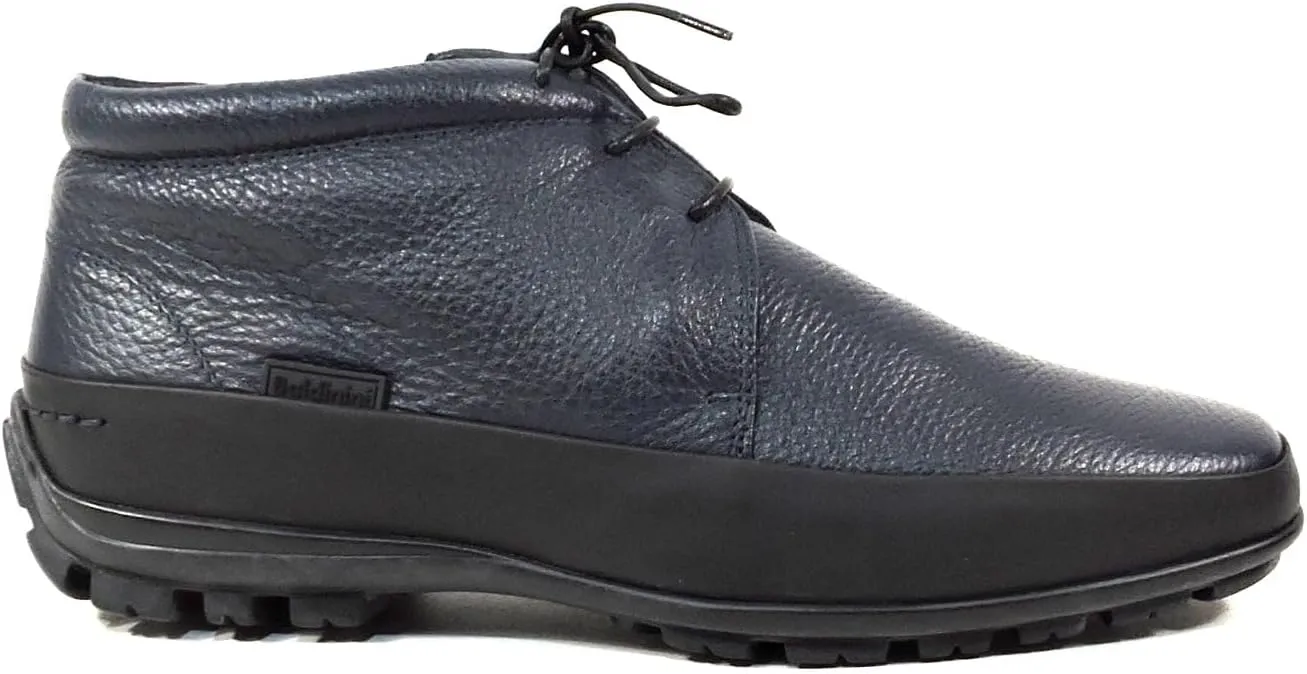Baldinini Men's Blue Deer Leather Fur Lined Chukka Zip Boots