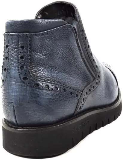Baldinini Men's Blue Soft Leather Chelsea Boots with Fur Lining
