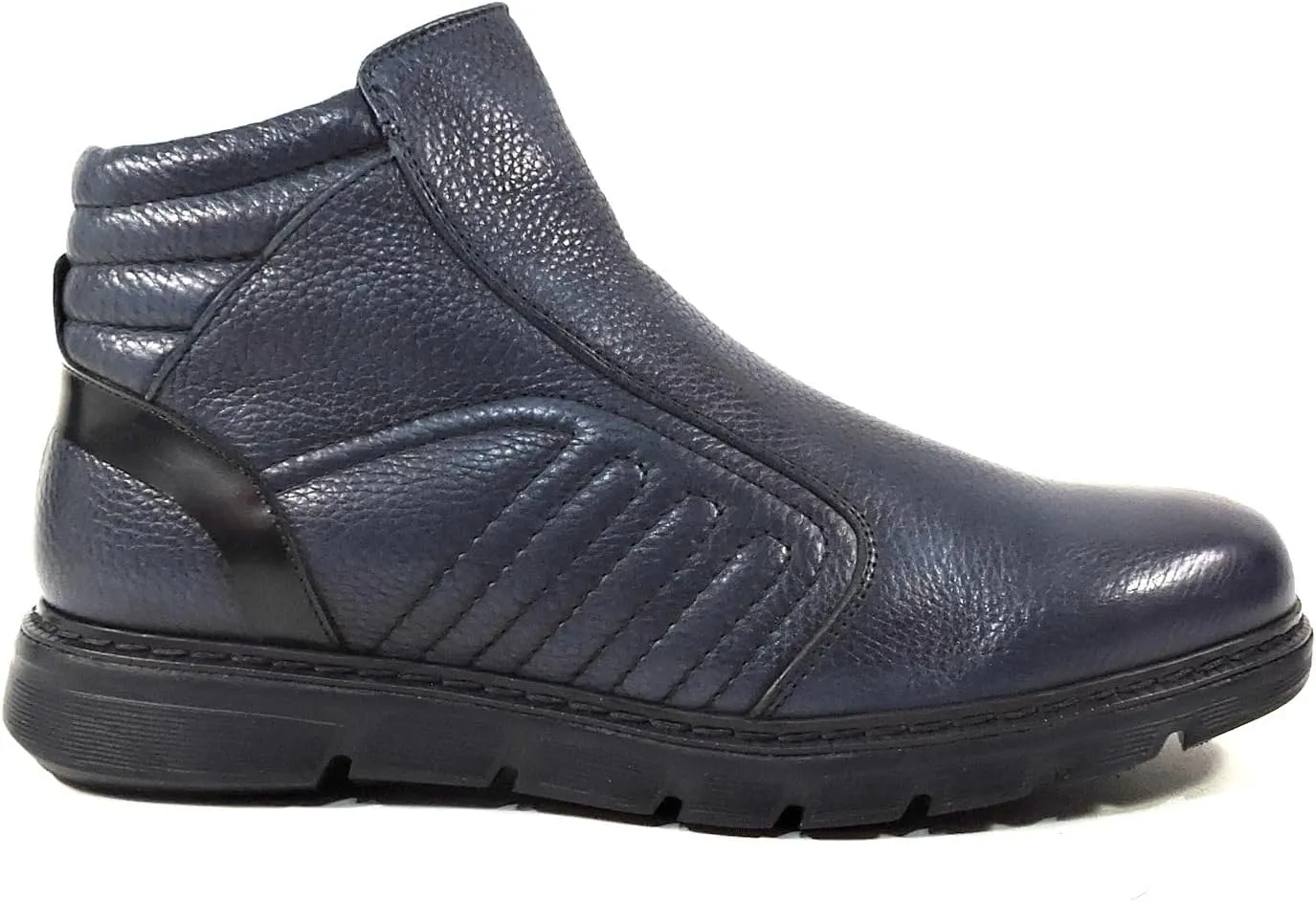 Baldinini Men's Navy Blue Deer Leather Fur-Lined Winter Ankle Boots