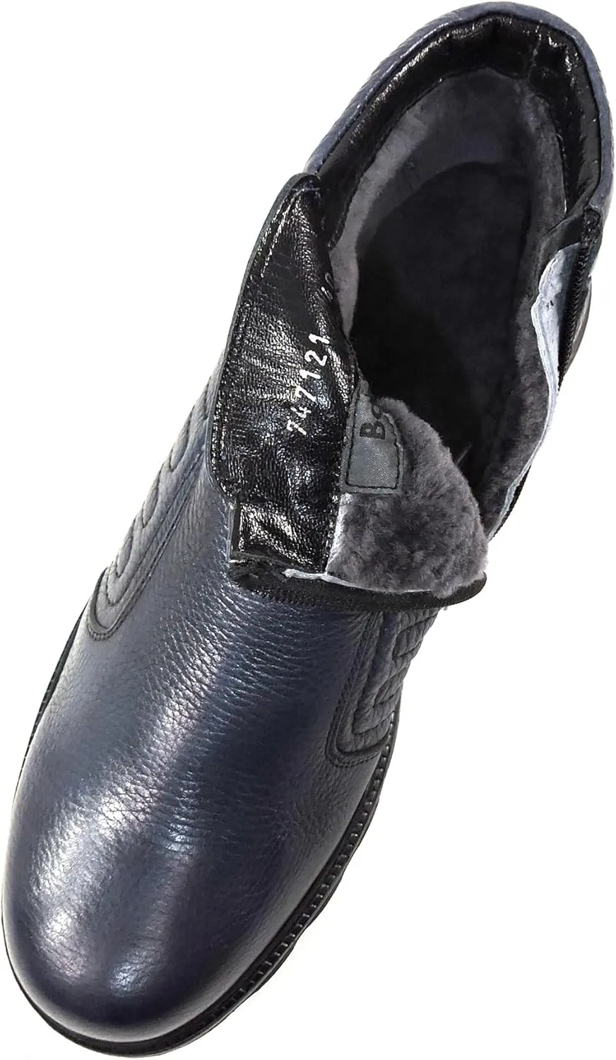 Baldinini Men's Navy Blue Deer Leather Fur-Lined Winter Ankle Boots
