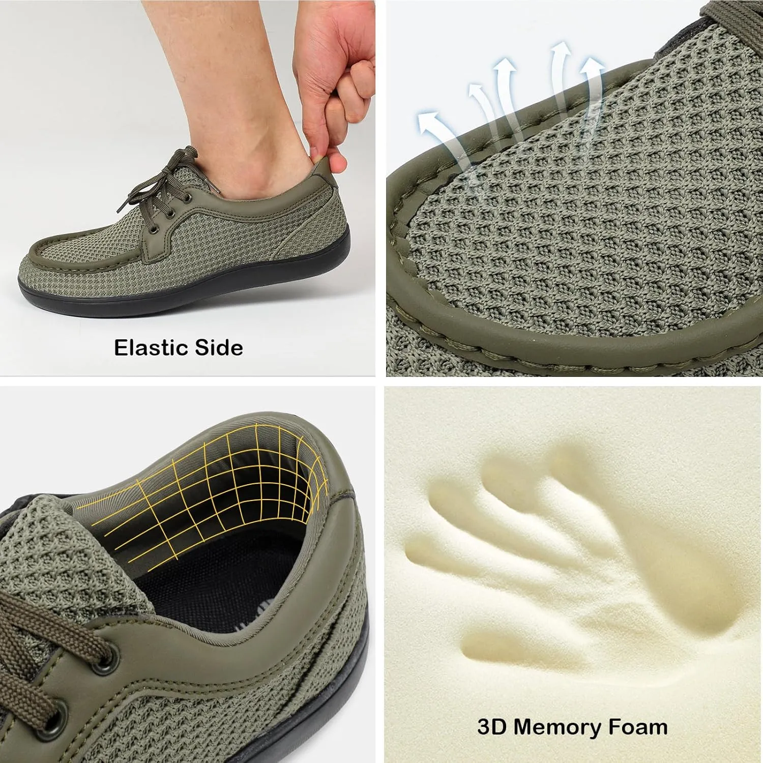 BARERUN Men's Barefoot Slip on Walking Shoes Wide Toe Box Running Shoes Casual Fashion Sneakers Comfortable Light-Weight Men's Loafers Business Dress Shoes for Driving Jogging Wedding Church Office