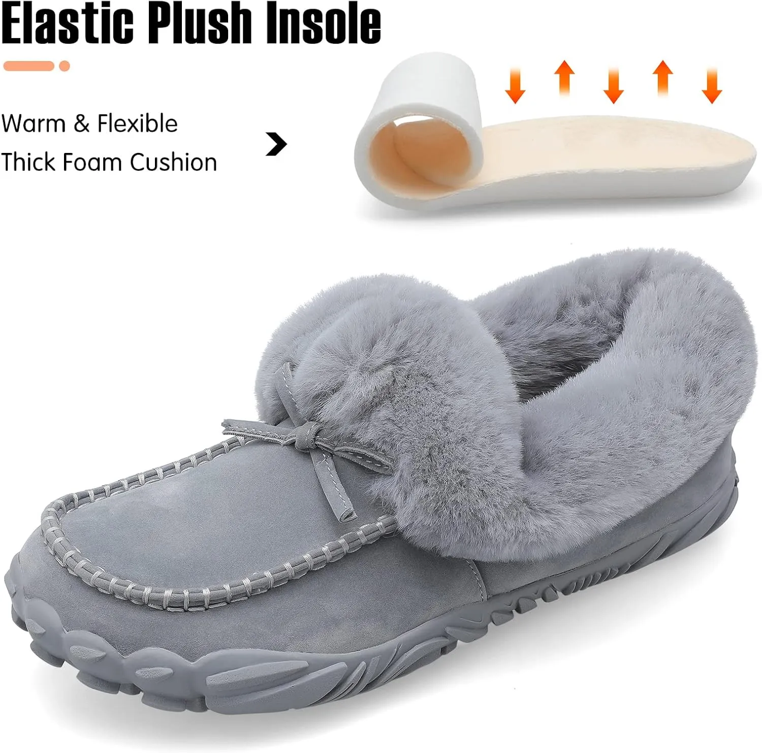 BARERUN Womens Moccasin Snow Boots Warm Winter Boots Ankle Boots for Women Outdoor Fur Lined Womens Shoes Slippers