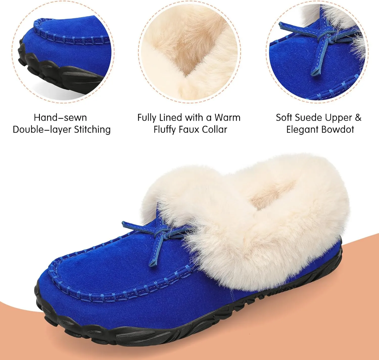 BARERUN Womens Moccasin Snow Boots Warm Winter Boots Ankle Boots for Women Outdoor Fur Lined Womens Shoes Slippers