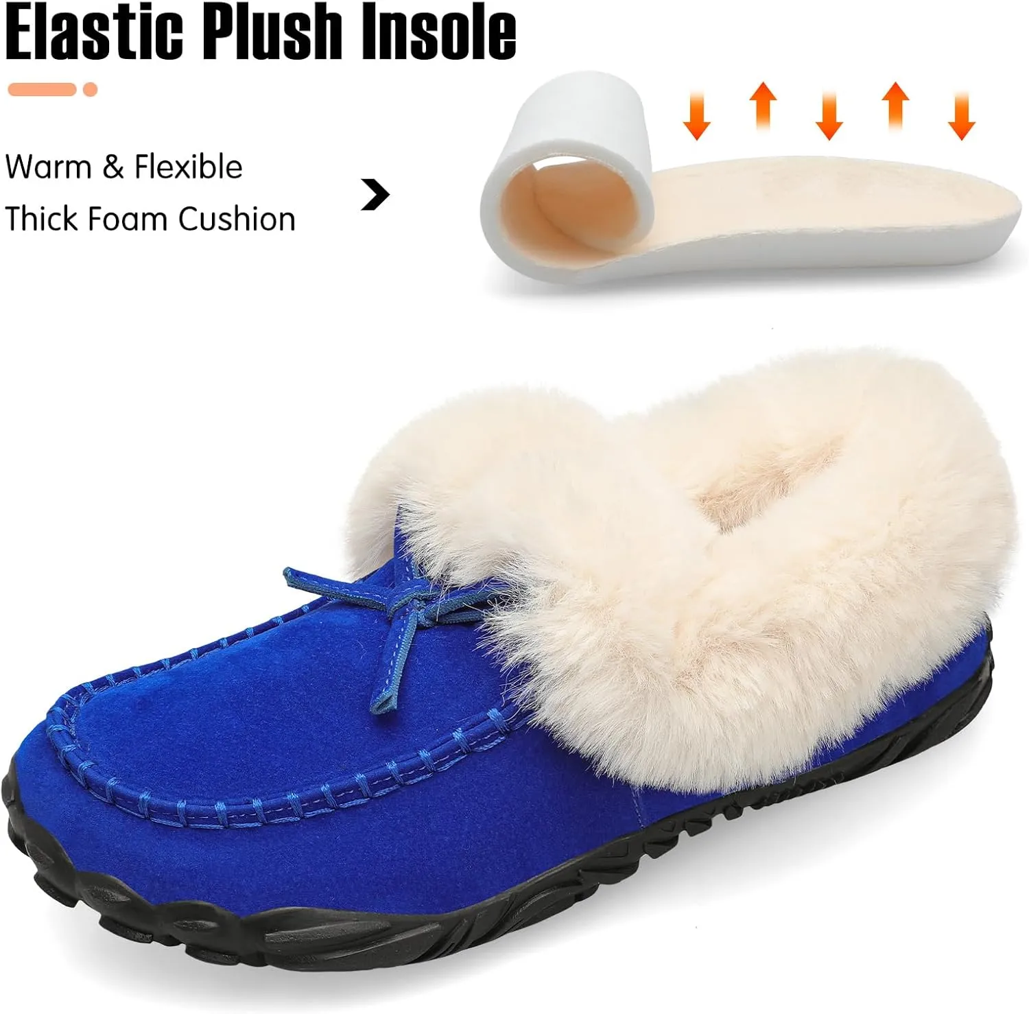 BARERUN Womens Moccasin Snow Boots Warm Winter Boots Ankle Boots for Women Outdoor Fur Lined Womens Shoes Slippers