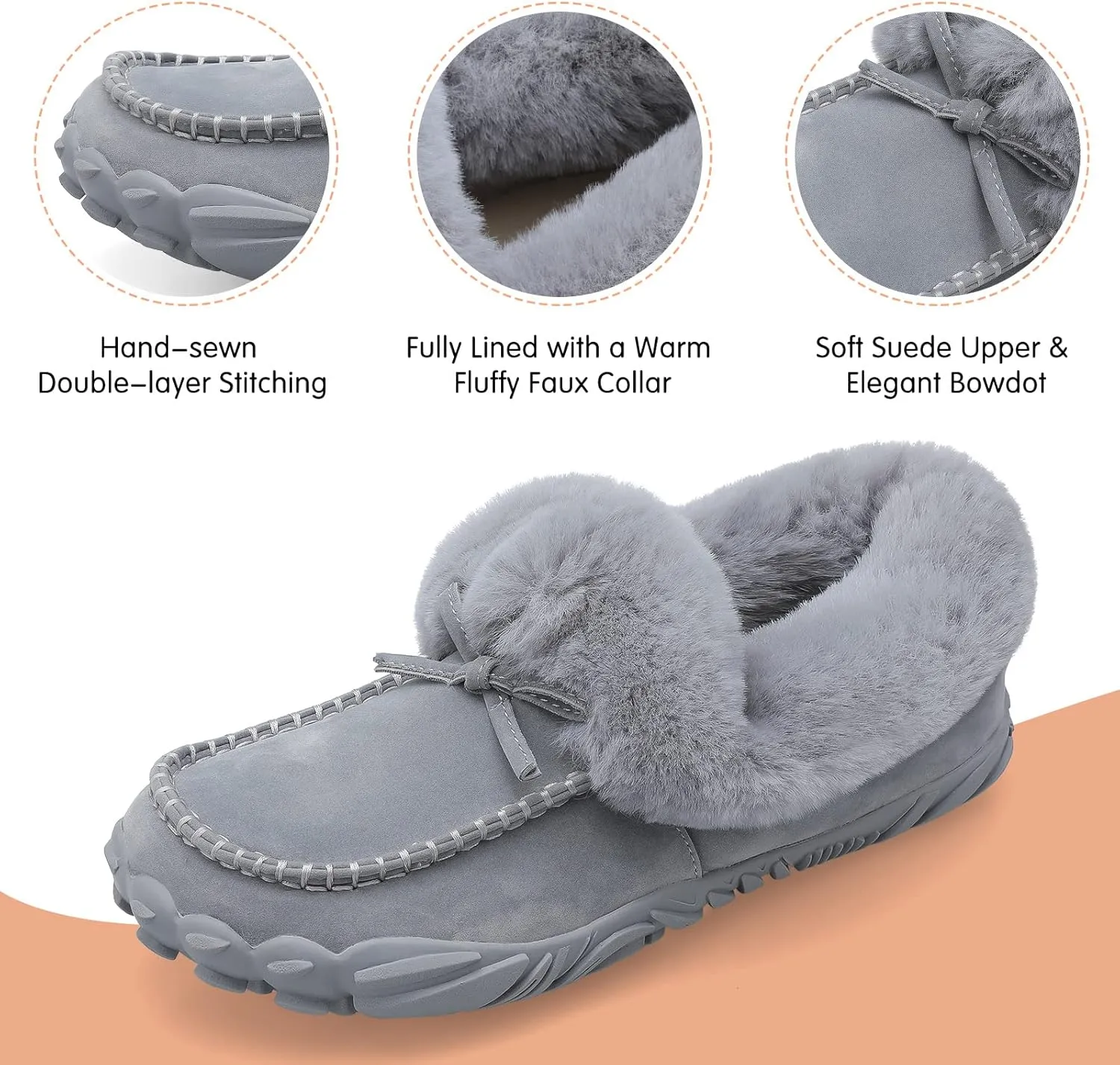 BARERUN Womens Moccasin Snow Boots Warm Winter Boots Ankle Boots for Women Outdoor Fur Lined Womens Shoes Slippers