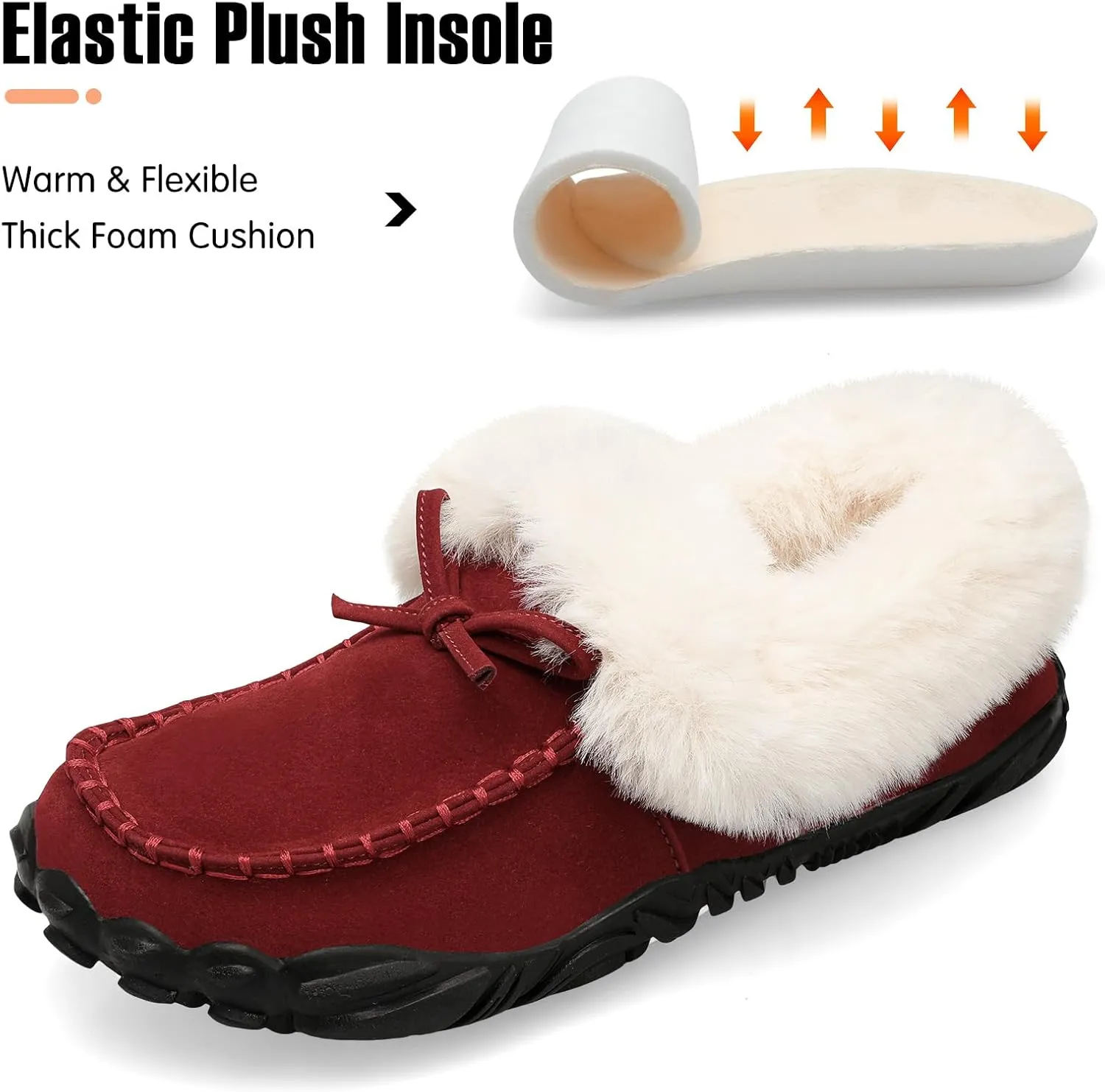 BARERUN Womens Moccasin Snow Boots Warm Winter Boots Ankle Boots for Women Outdoor Fur Lined Womens Shoes Slippers