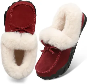 BARERUN Womens Moccasin Snow Boots Warm Winter Boots Ankle Boots for Women Outdoor Fur Lined Womens Shoes Slippers