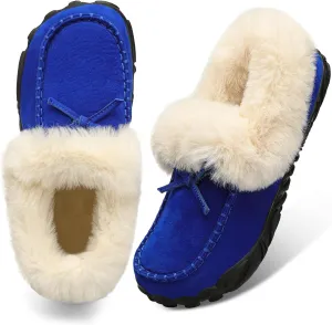 BARERUN Womens Moccasin Snow Boots Warm Winter Boots Ankle Boots for Women Outdoor Fur Lined Womens Shoes Slippers