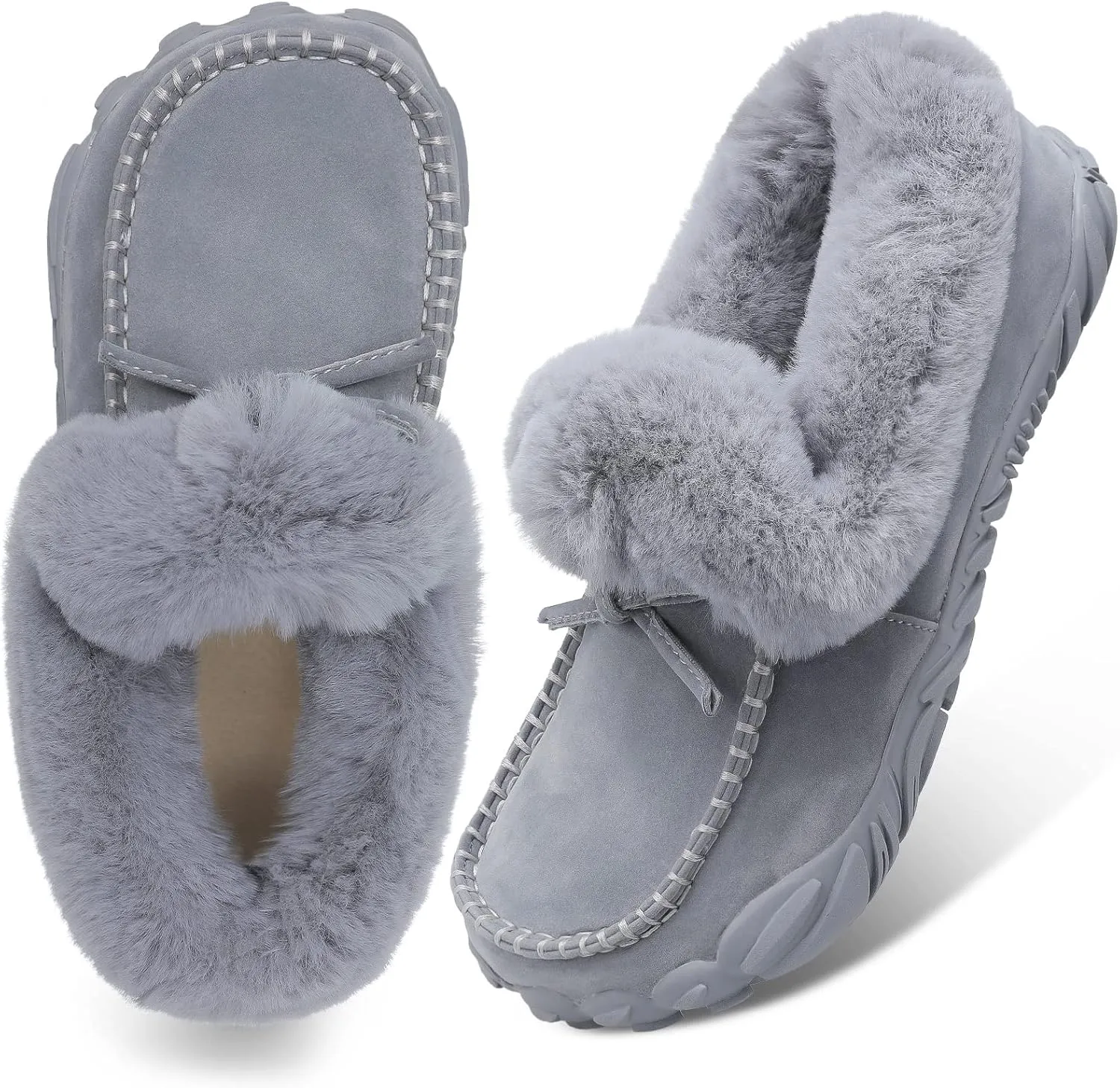 BARERUN Womens Moccasin Snow Boots Warm Winter Boots Ankle Boots for Women Outdoor Fur Lined Womens Shoes Slippers