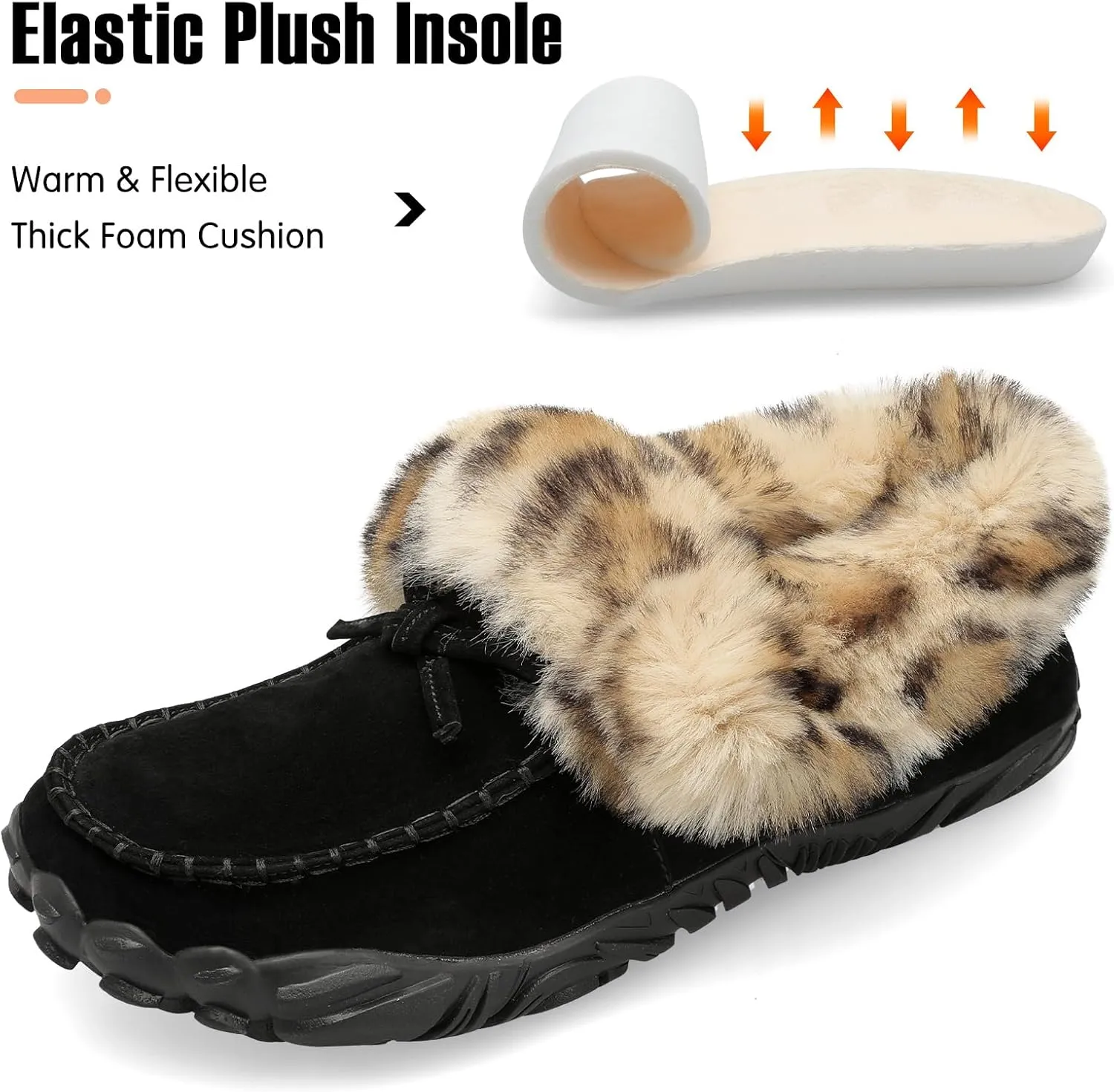 BARERUN Womens Moccasin Snow Boots Warm Winter Boots Ankle Boots for Women Outdoor Fur Lined Womens Shoes Slippers