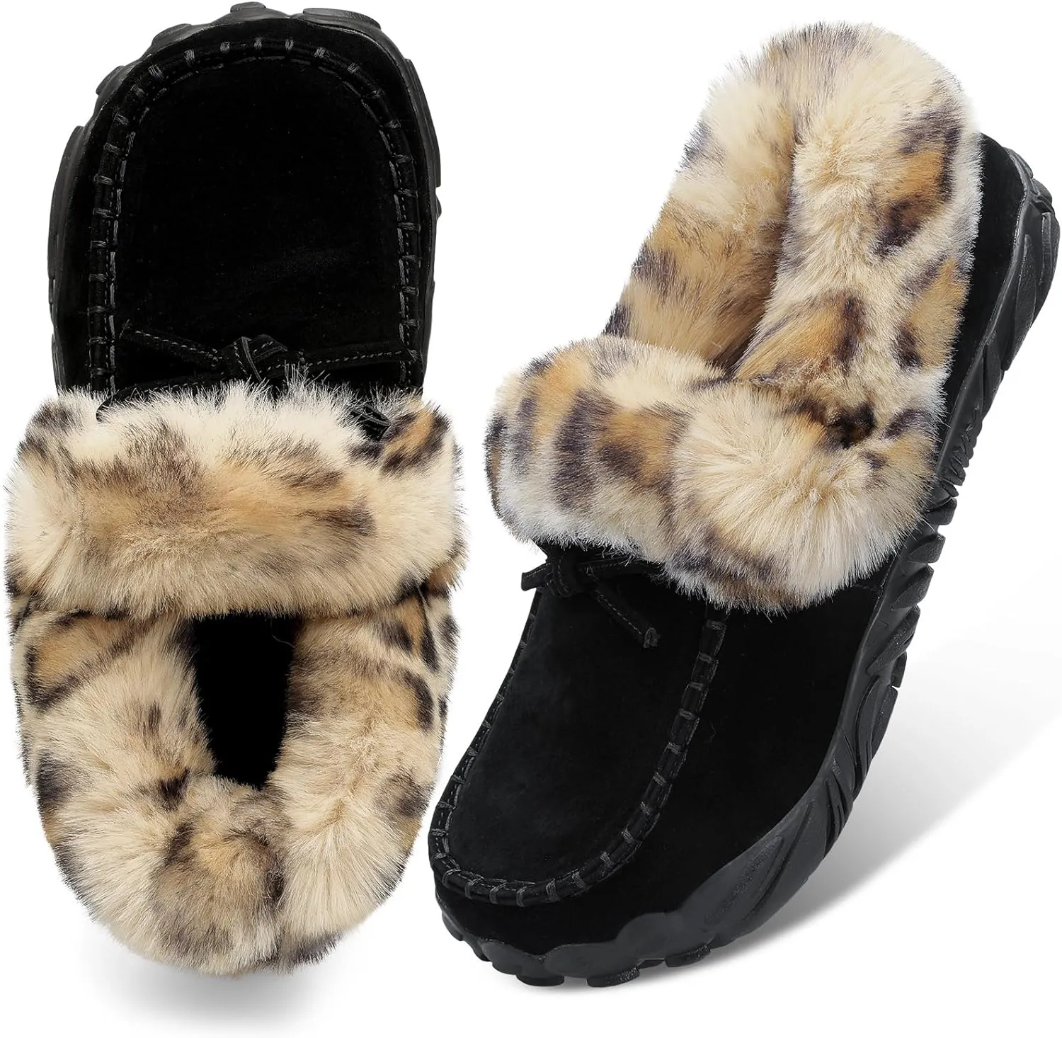 BARERUN Womens Moccasin Snow Boots Warm Winter Boots Ankle Boots for Women Outdoor Fur Lined Womens Shoes Slippers
