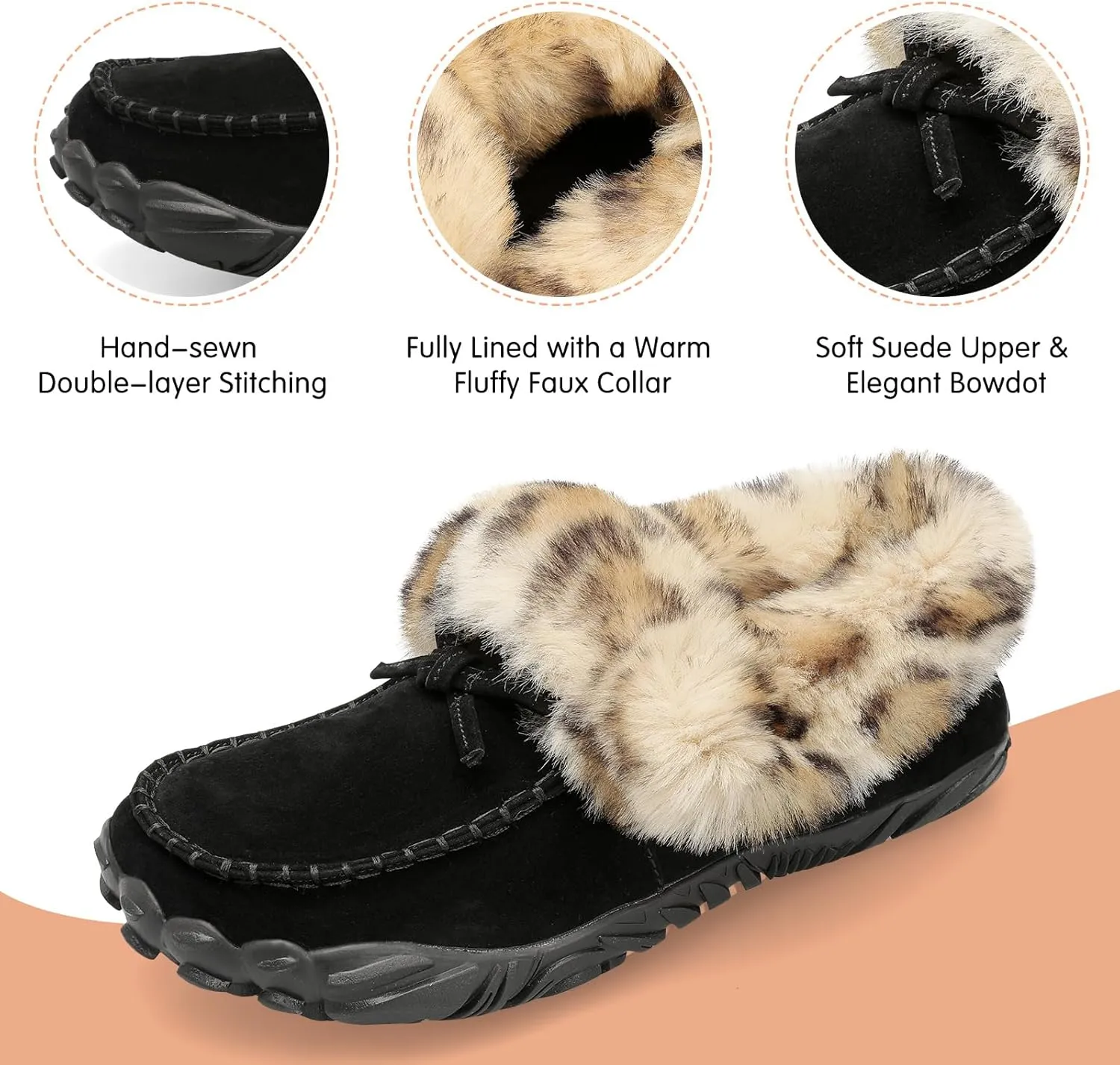 BARERUN Womens Moccasin Snow Boots Warm Winter Boots Ankle Boots for Women Outdoor Fur Lined Womens Shoes Slippers