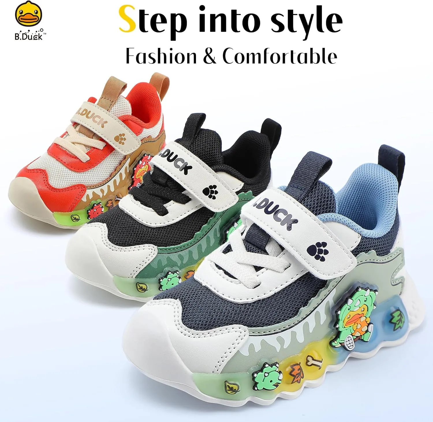B.Duck Toddler Shoes for Girl and Boy Kids Shoes Toddler Sneakers Girls Shoes [Cute Cartoon Duck] Toddler Running Shoes Toddler Sneakers for Toddler/Little Kid Shoes Size 6-12