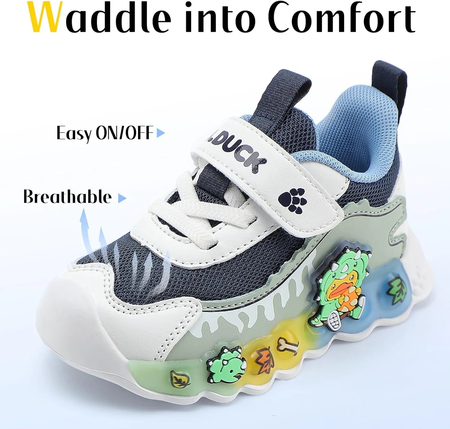 B.Duck Toddler Shoes for Girl and Boy Kids Shoes Toddler Sneakers Girls Shoes [Cute Cartoon Duck] Toddler Running Shoes Toddler Sneakers for Toddler/Little Kid Shoes Size 6-12