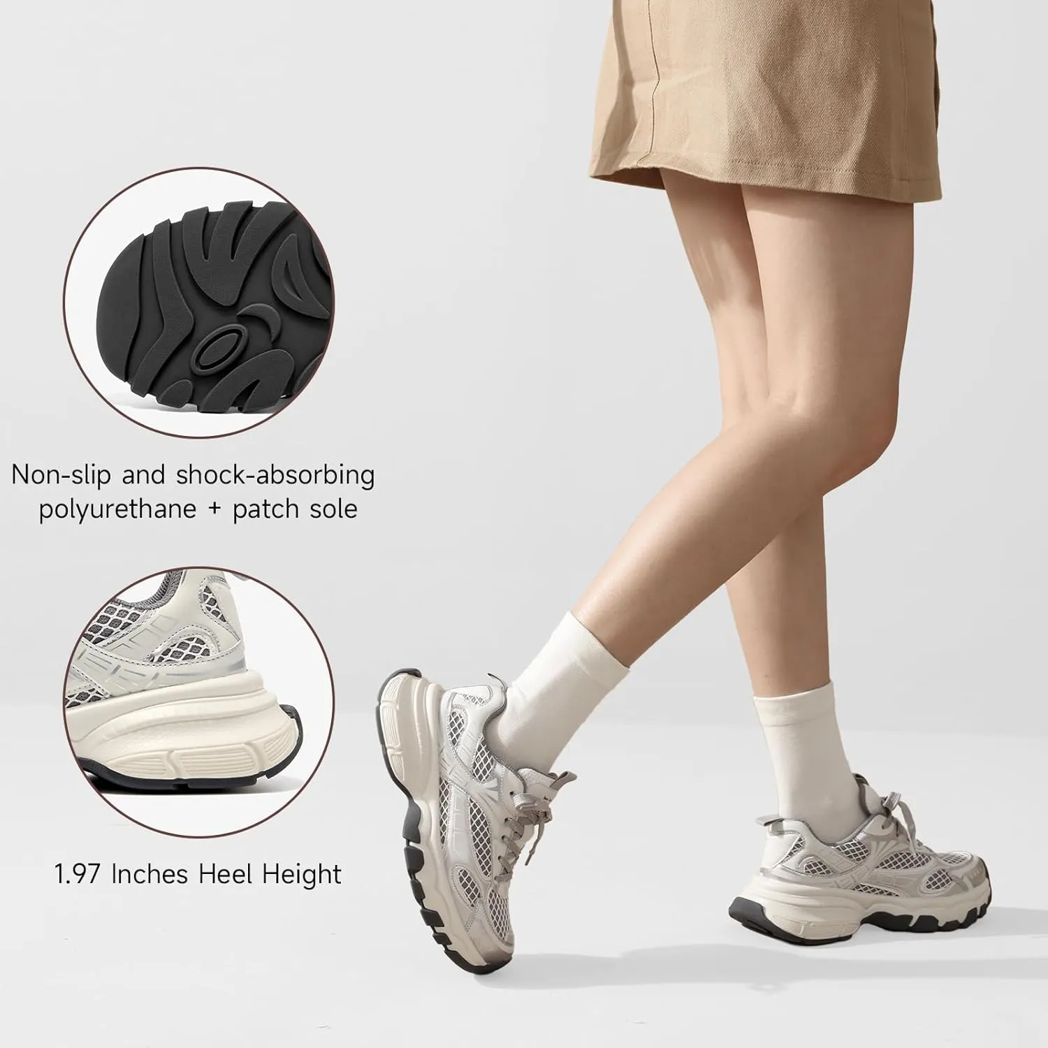 BEAU TODAY Walking Sneakers for Women Fashion Walking Shoes Chunky Platform Sneakers for Women Comfortable Lightweight Running Tennis Shoes Casual Athletic Gym Workout Shoes