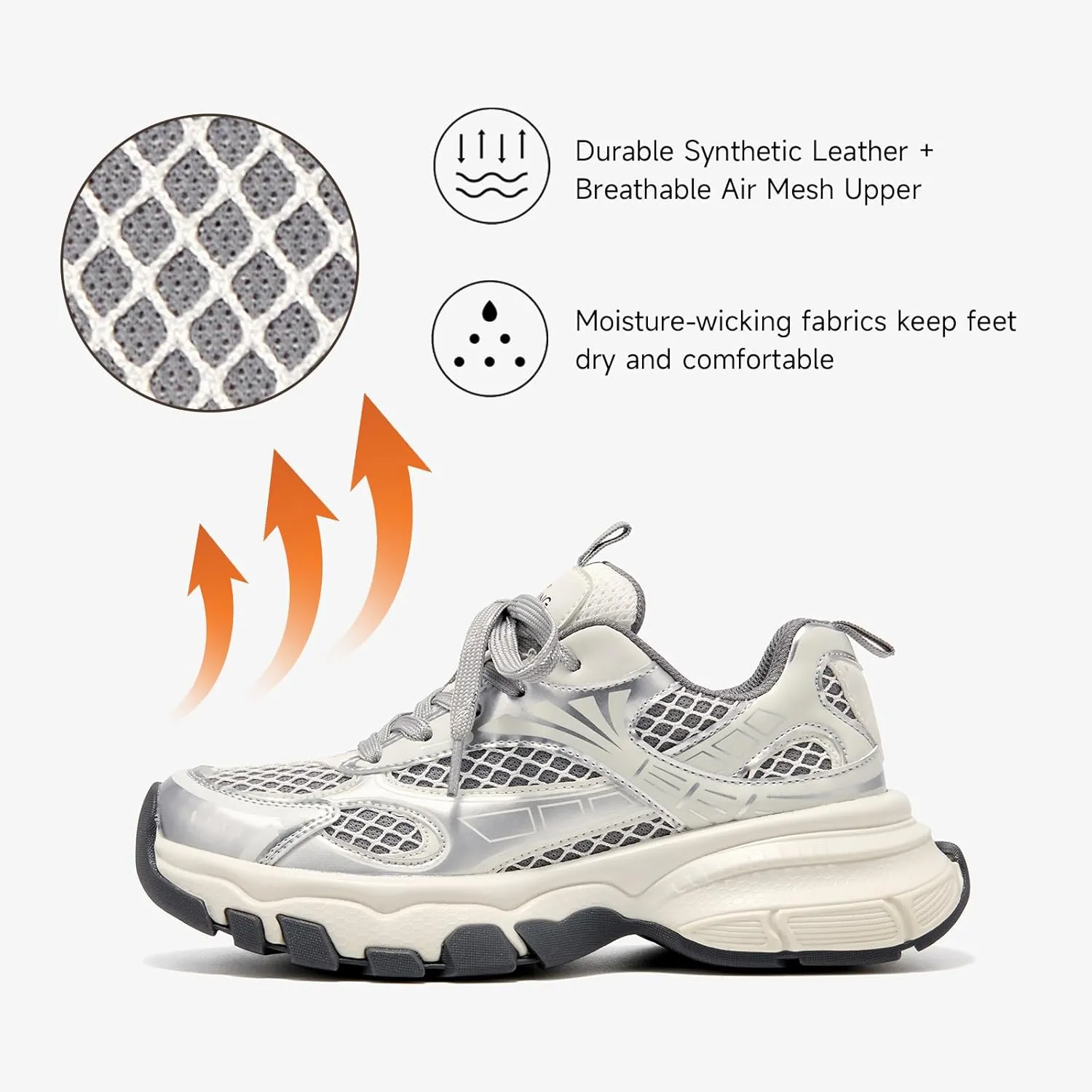 BEAU TODAY Walking Sneakers for Women Fashion Walking Shoes Chunky Platform Sneakers for Women Comfortable Lightweight Running Tennis Shoes Casual Athletic Gym Workout Shoes