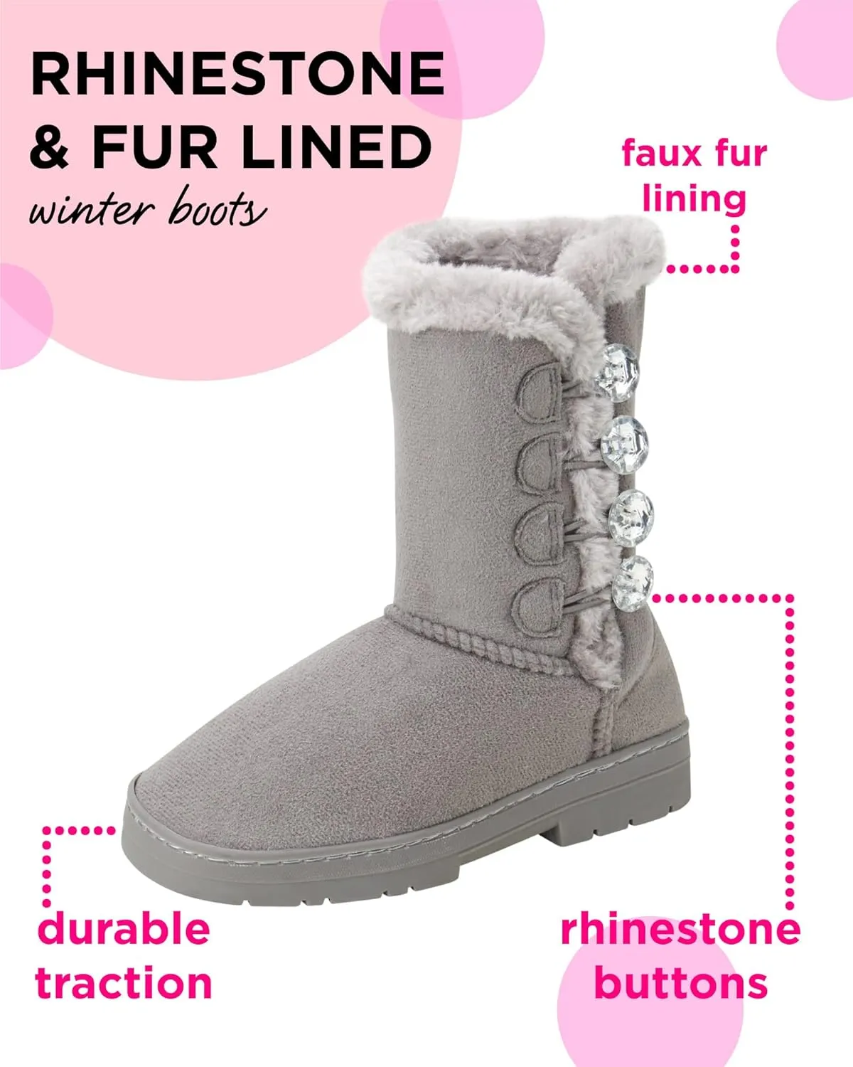 bebe Girl's Fur Lined Winter Boot with Rhinestone Details (Toddler/Little Girl/Big Girl)