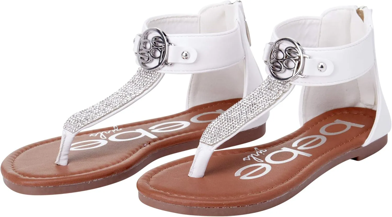 bebe Girls' Sandals - Rhinestone Thong Dress Sandals, Open Toe Easter Summer Shoes for Little and Big Girls