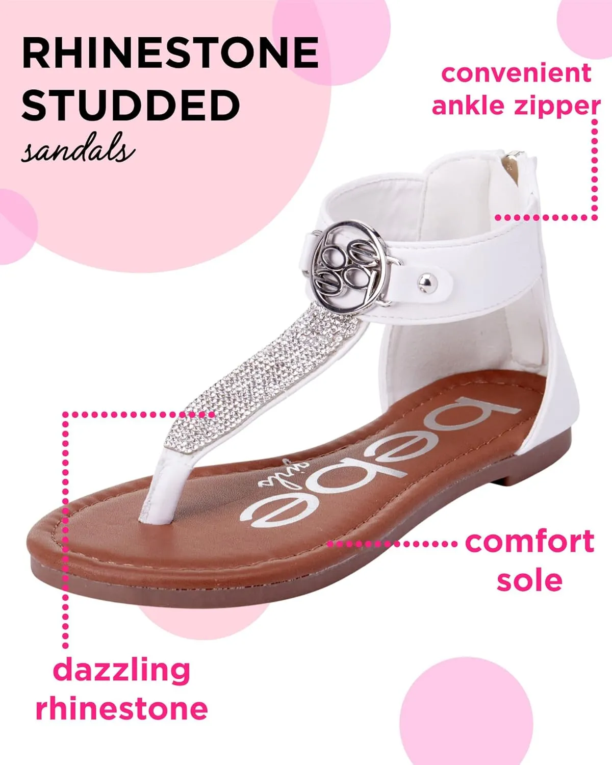 bebe Girls' Sandals - Rhinestone Thong Dress Sandals, Open Toe Easter Summer Shoes for Little and Big Girls