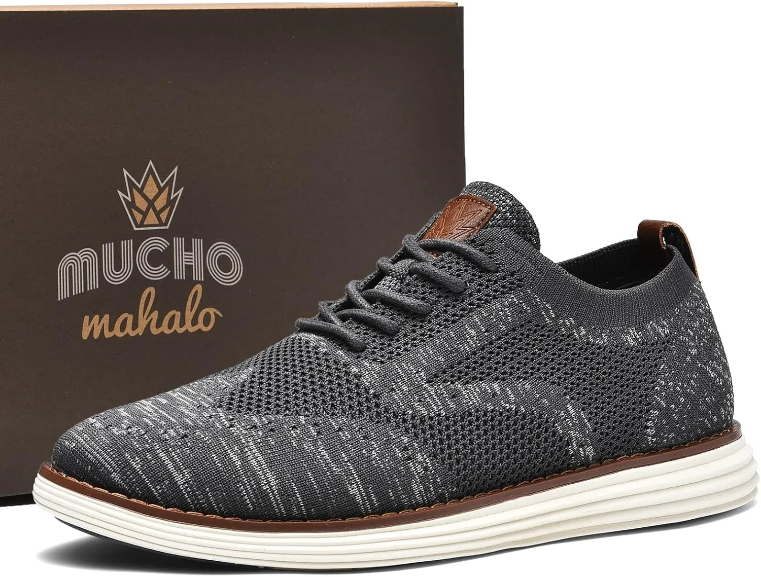 Bergamo Men's Tech Knit Oxford Dress Shoes- Lightweight and Breathable Office Sneakers, Slip-On Business Casual Shoes with Arch Support Footbed for Men