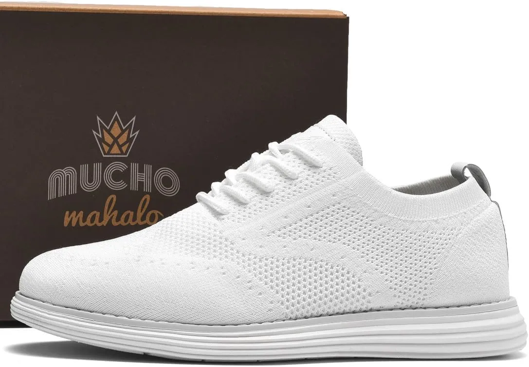 Bergamo Men's Tech Knit Oxford Dress Shoes- Lightweight and Breathable Office Sneakers, Slip-On Business Casual Shoes with Arch Support Footbed for Men