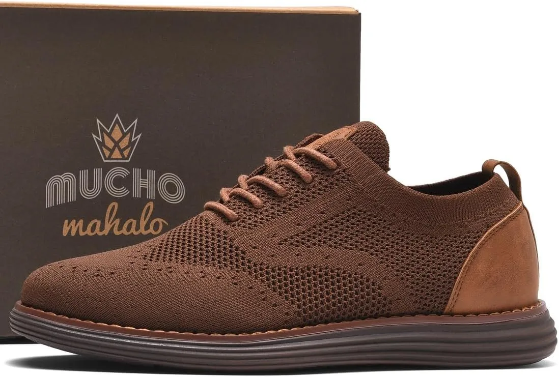 Bergamo Men's Tech Knit Oxford Dress Shoes- Lightweight and Breathable Office Sneakers, Slip-On Business Casual Shoes with Arch Support Footbed for Men