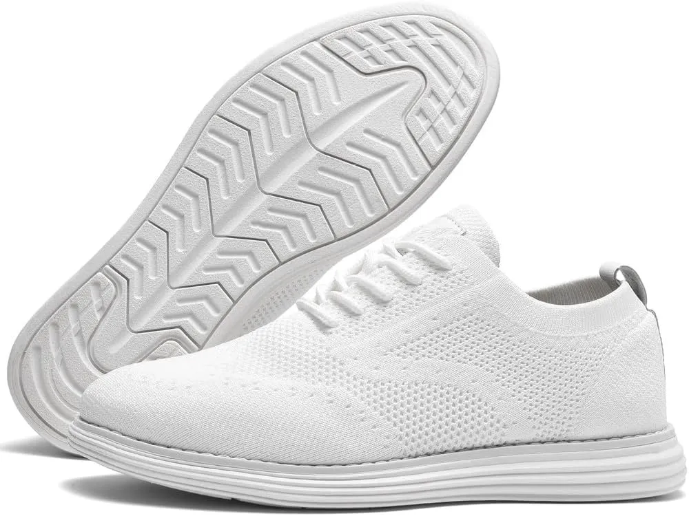 Bergamo Men's Tech Knit Oxford Dress Shoes- Lightweight and Breathable Office Sneakers, Slip-On Business Casual Shoes with Arch Support Footbed for Men