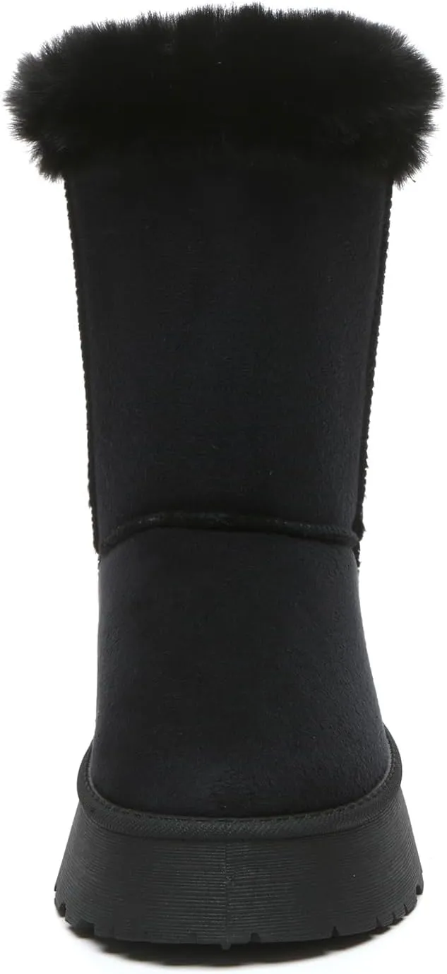 Bernal Mid-Calf Snow Boots for Women Platform Faux Fur Boots Slip-On Warm Comfortable Ankle Outdoor Shoes