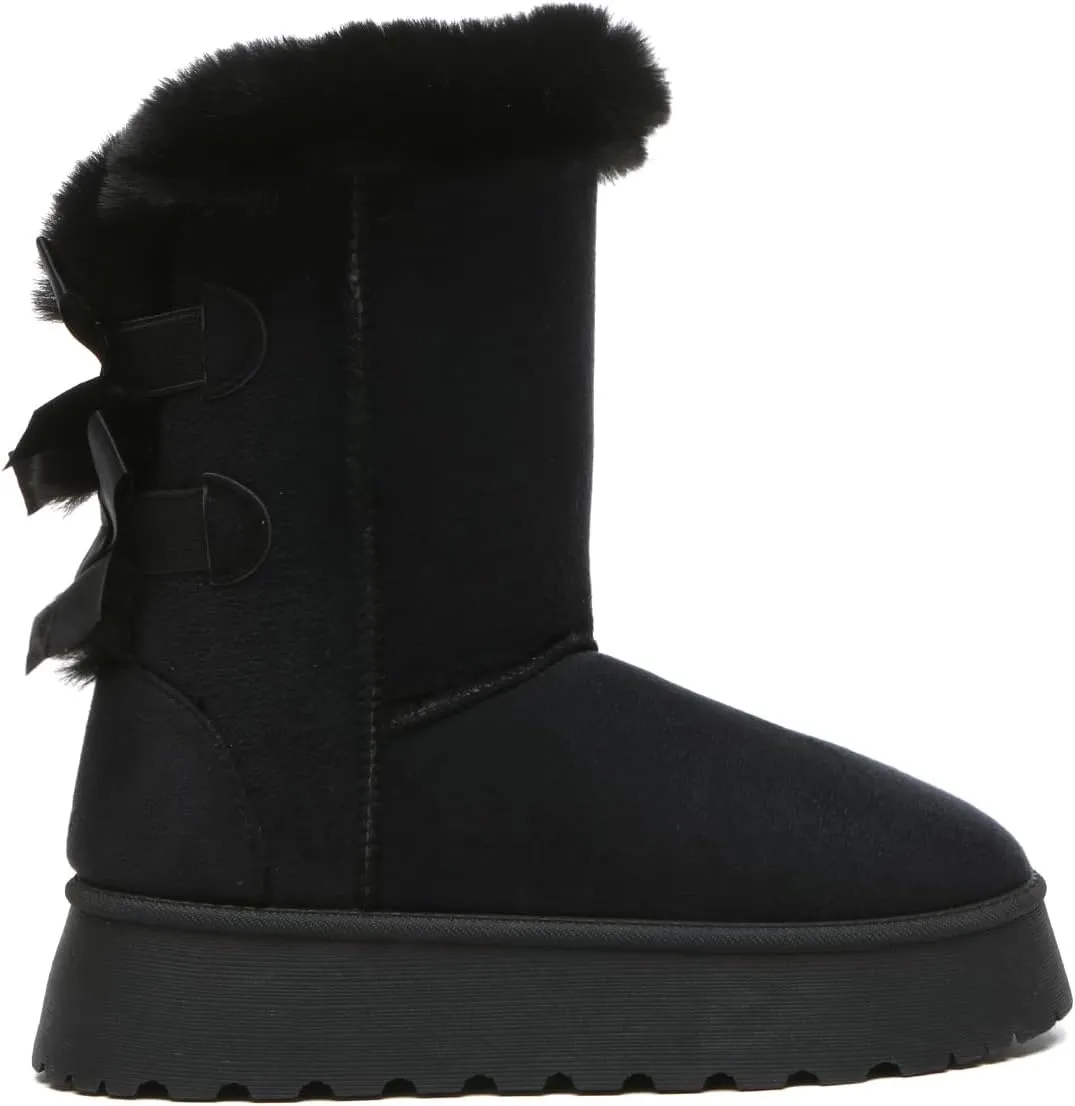 Bernal Mid-Calf Snow Boots for Women Platform Faux Fur Boots Slip-On Warm Comfortable Ankle Outdoor Shoes