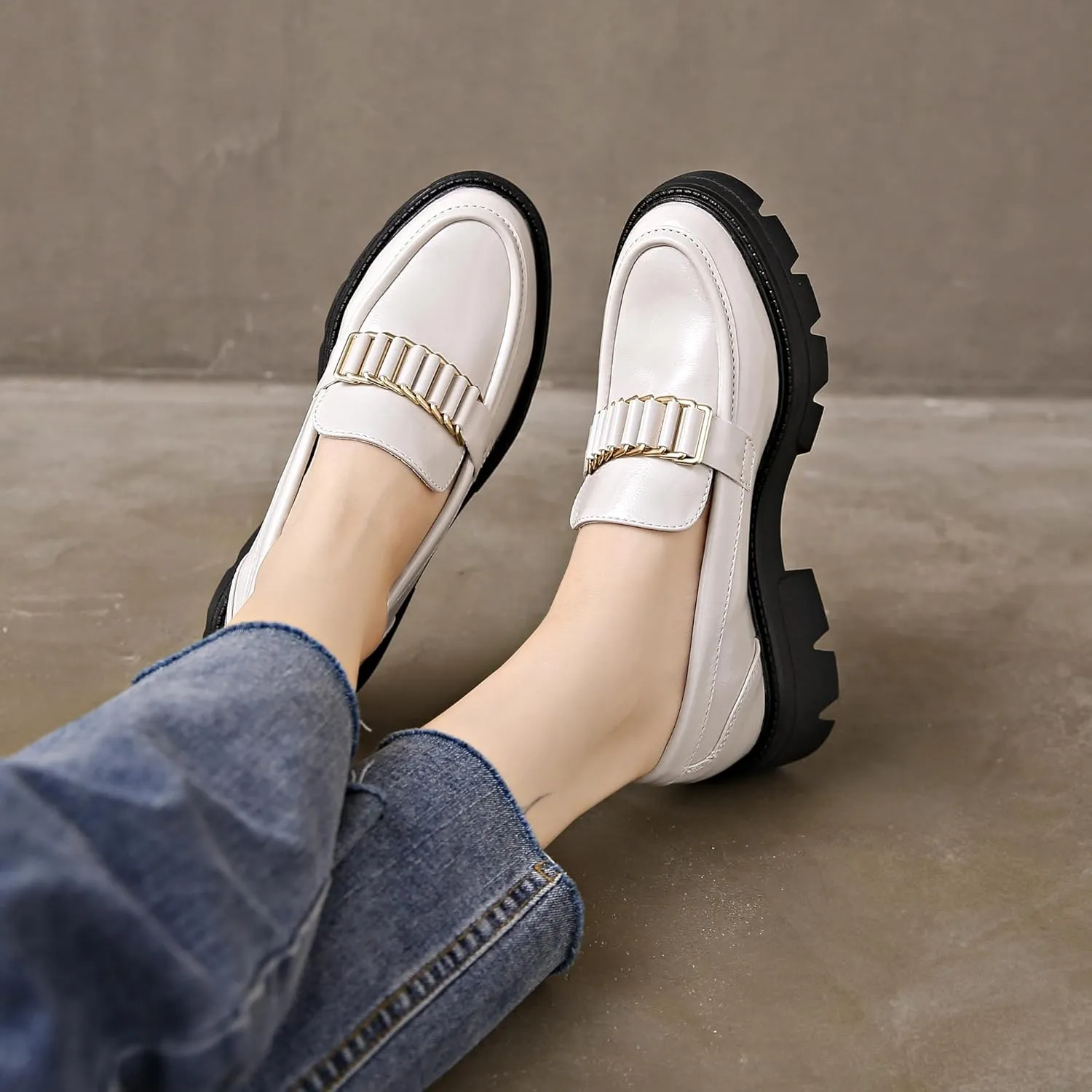 BGSTGUDS Loafers for Women Platform Chunky Loafers Womens Work Shoes