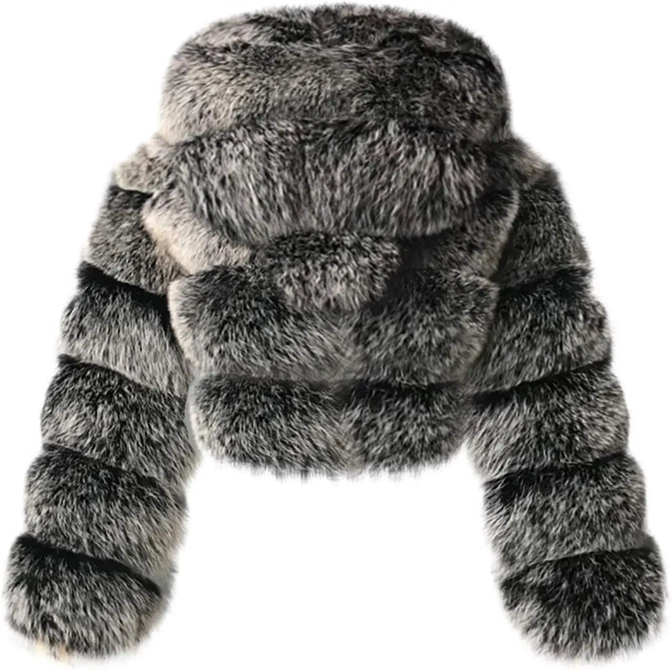 Bidobibo Faux Fur Coat Women with Hood Cropped Bubble Coats Fleece Short Warm Jackets Plus Size Winter Coats for Women