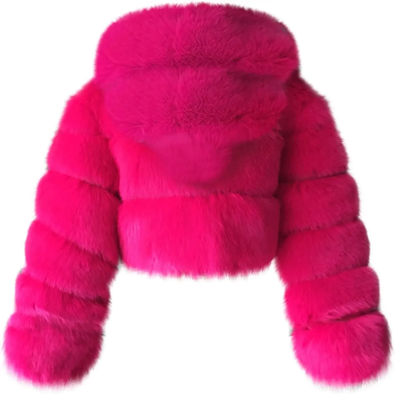 Bidobibo Faux Fur Coat Women with Hood Cropped Bubble Coats Fleece Short Warm Jackets Plus Size Winter Coats for Women