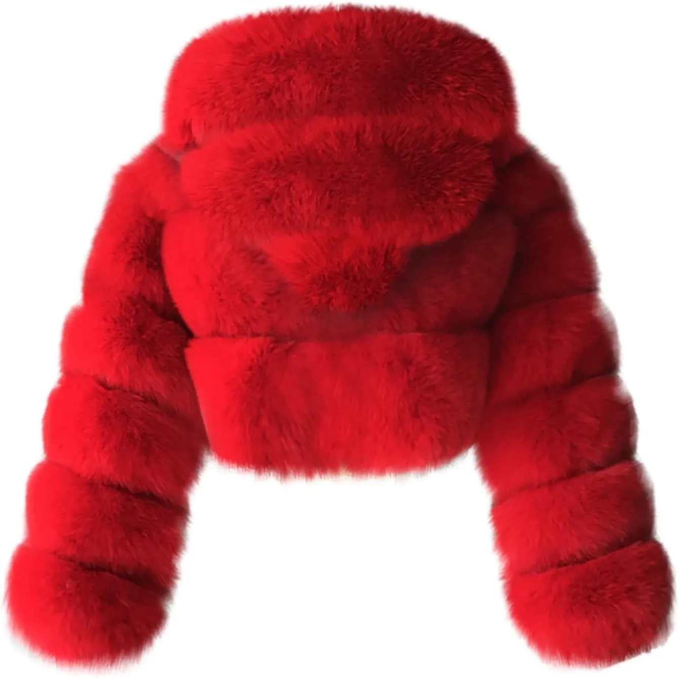Bidobibo Faux Fur Coat Women with Hood Cropped Bubble Coats Fleece Short Warm Jackets Plus Size Winter Coats for Women