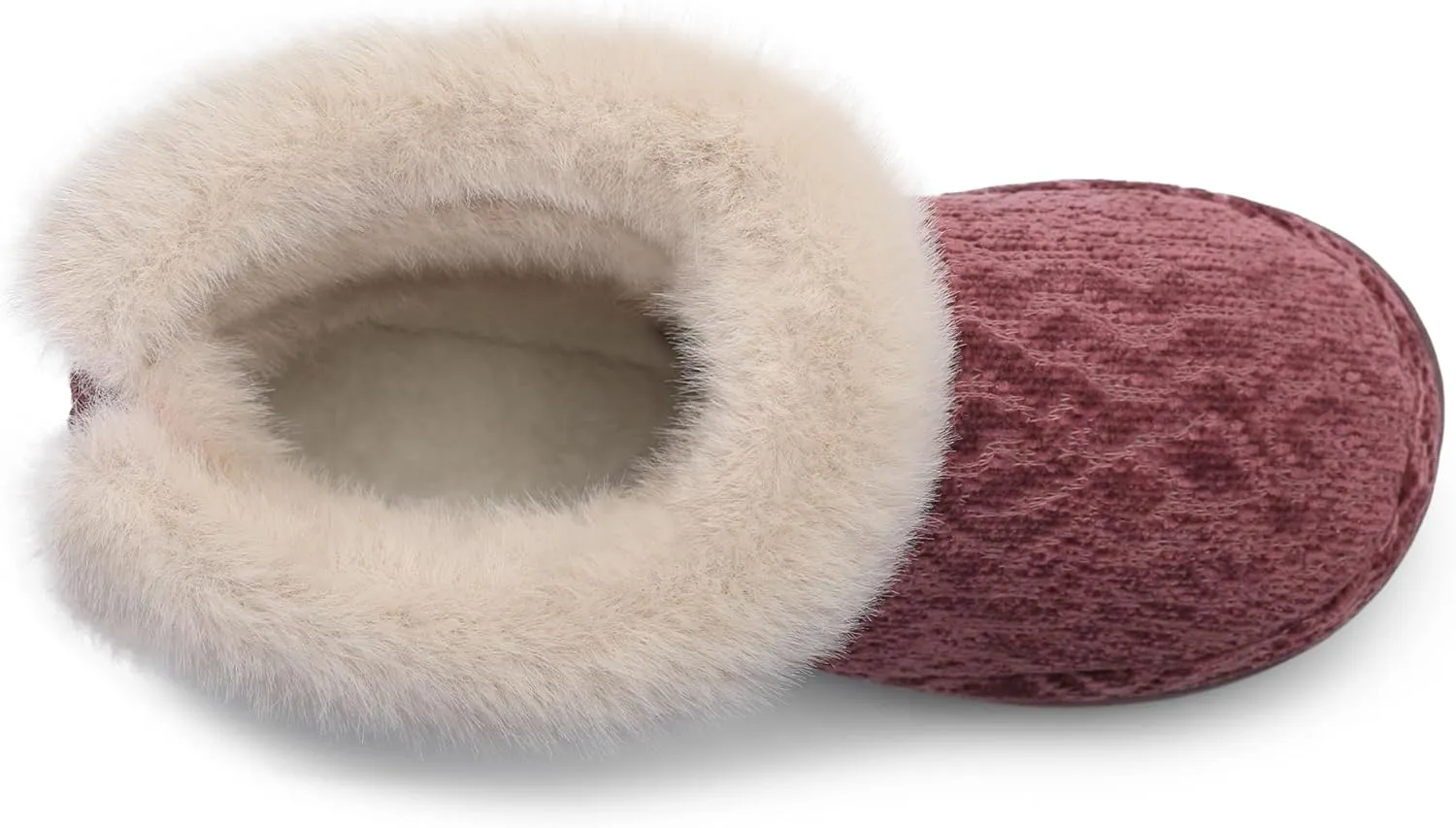 Bigwow Women's Bootie Slippers Fuzzy Lined Knit Ankle Boots Cozy House Slipper Non-Slip Warm Indoor Outdoor Booties Shoes with Plush Collar