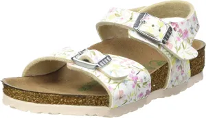 Birkenstock Rio Plain Kids White Watercolor Flower Vegan Infant Strap Sandals