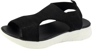 Black Sandals Women Breathable Orthopedic Sandal Comfortable Walking Tennis Shoes Hiking Outdoor Active Summer Dressy Soft Mat Diabetic Slippers