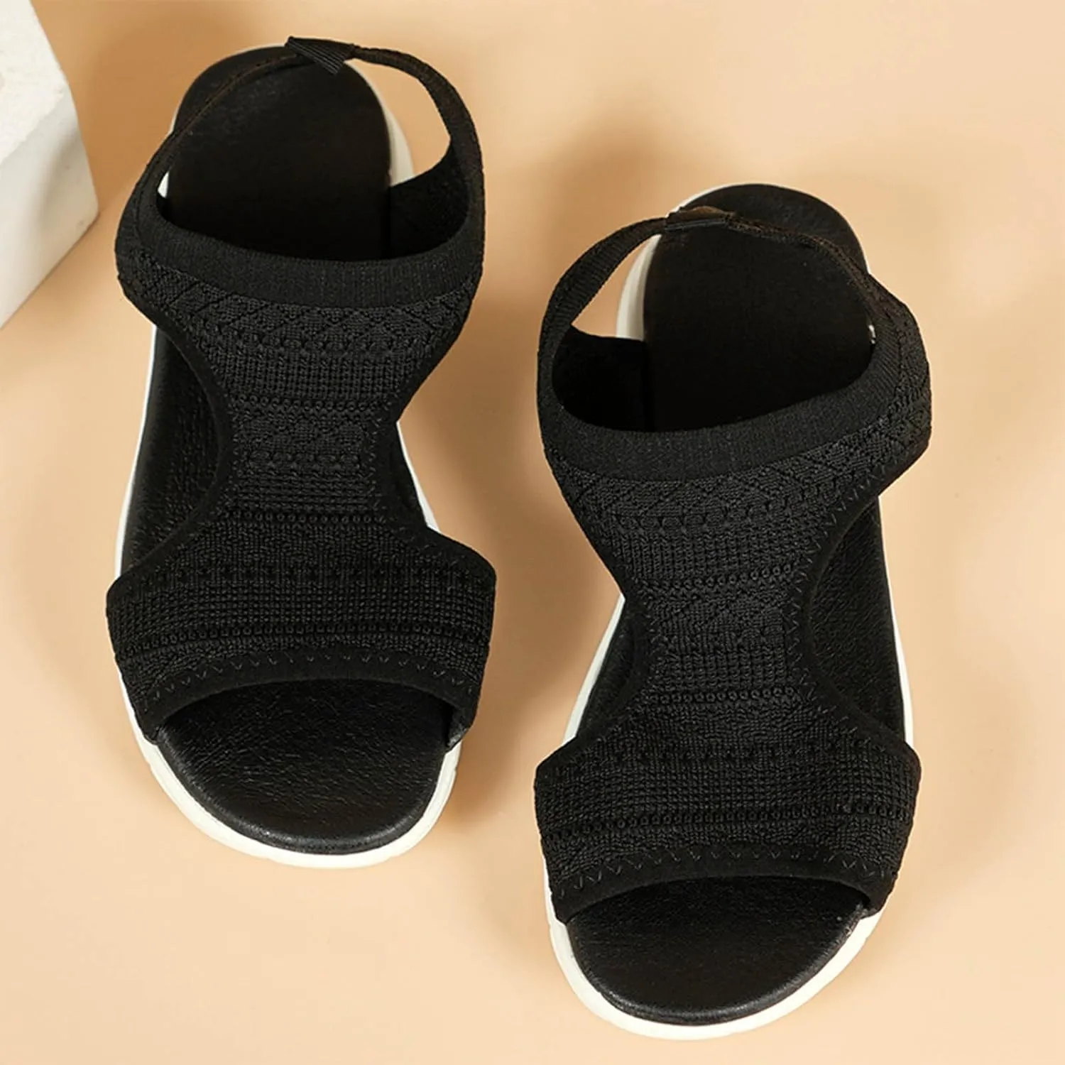Black Sandals Women Breathable Orthopedic Sandal Comfortable Walking Tennis Shoes Hiking Outdoor Active Summer Dressy Soft Mat Diabetic Slippers