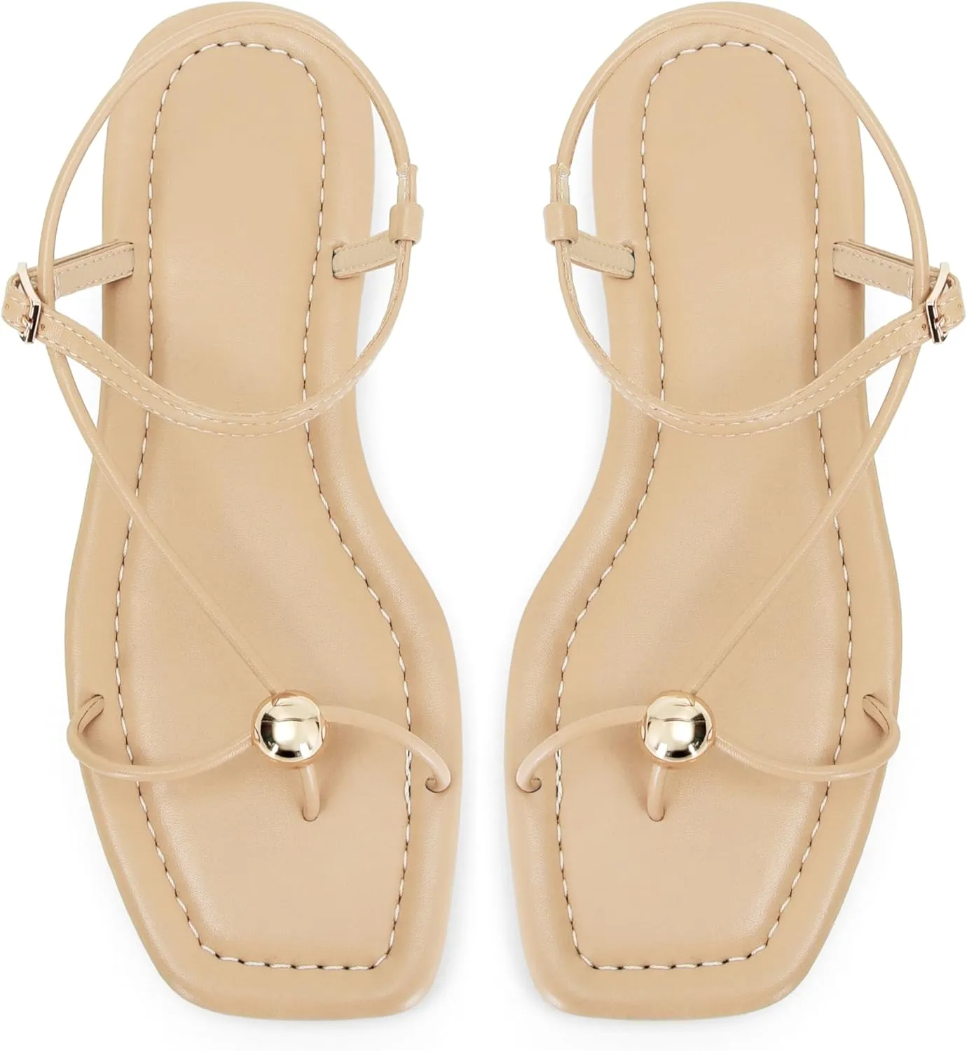 Black Strappy Flat Sandals for Women Comfortable Open Square Toe Sandals Dressy Beach Thong Flip Flop Slides Sandals