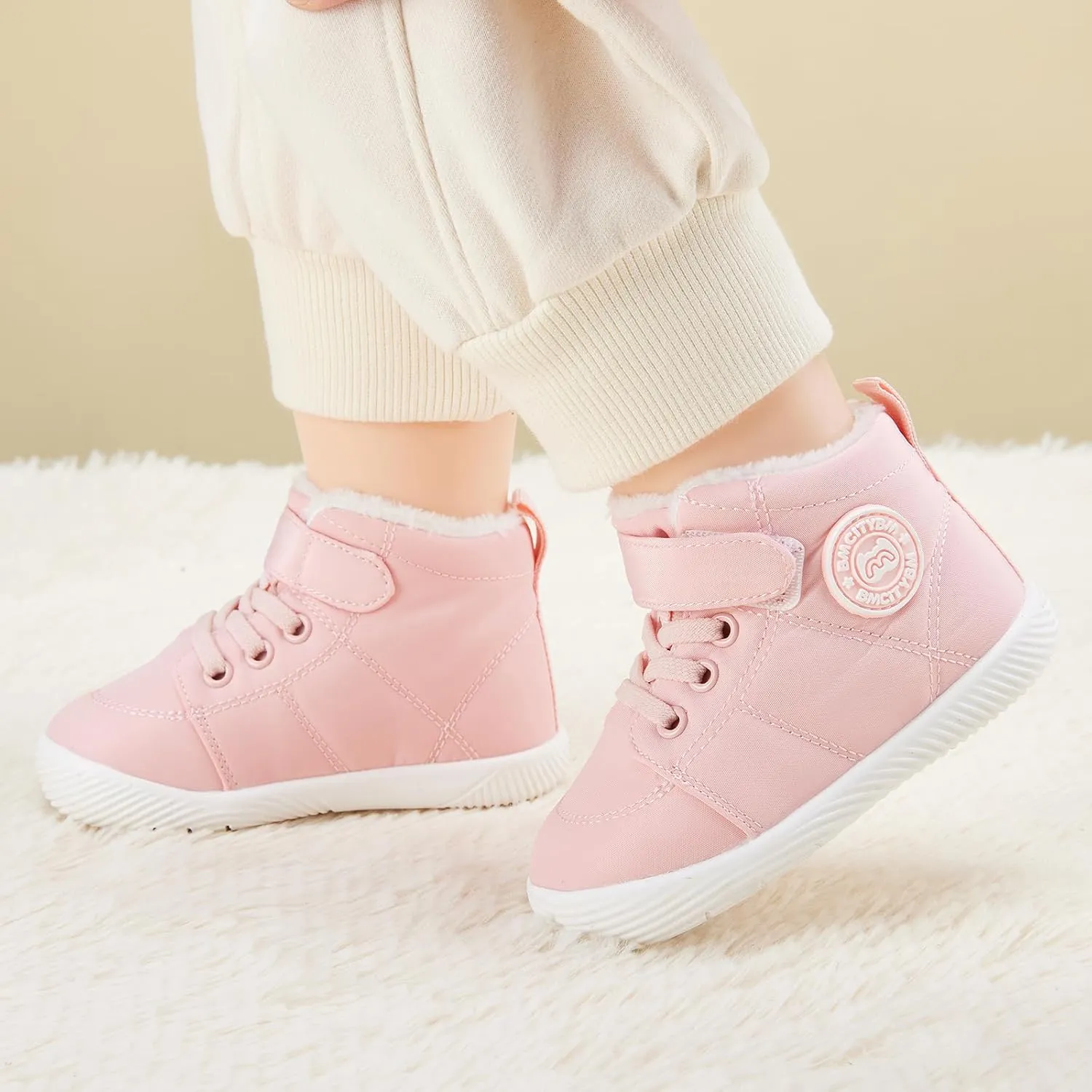 BMCiTYBM Baby Boy Girl Snow Boots Infant Warm Winter Booties Slip On Lightweight Outdoor Indoor Sock Shoes for First Walkers 6 9 12 18 24 Months