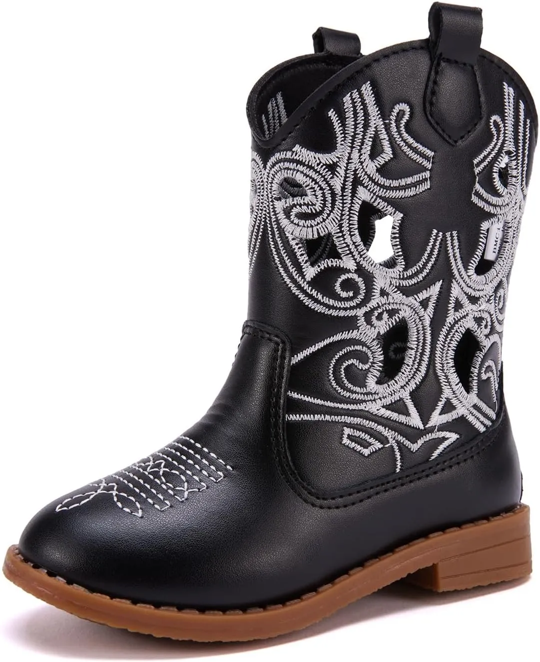 BMCiTYBM Toddler Girls Cowboy Cowgirl Boots Little Kids Pointed Toe Western Boots Mid Calf Side Zipper Riding Shoes for All Seasons (Toddler/Little Kid)