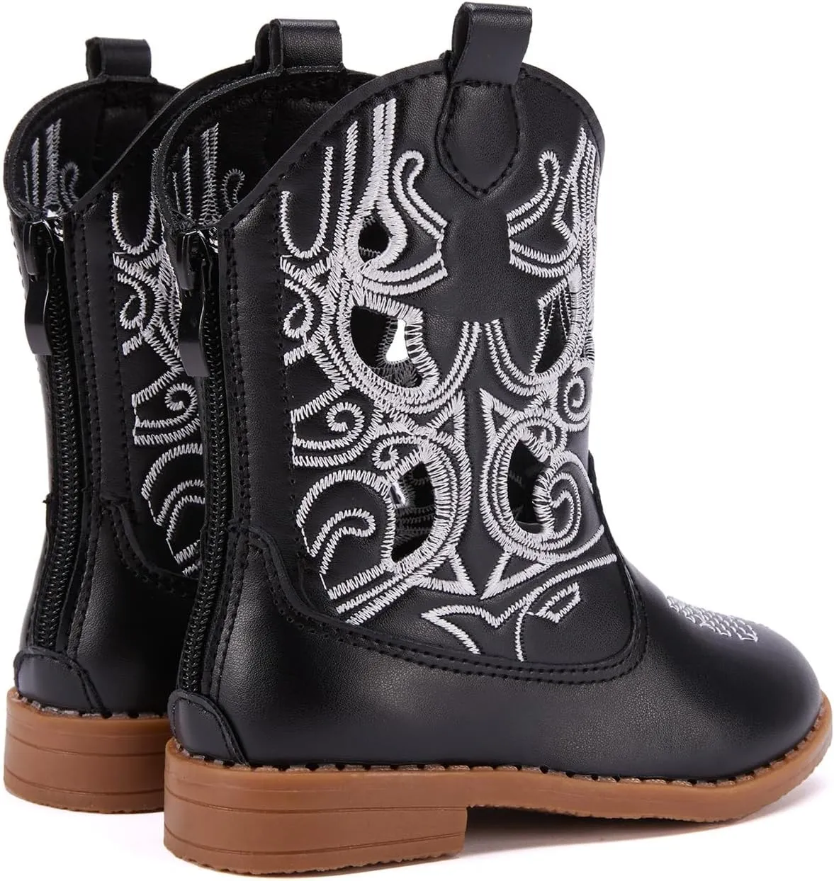 BMCiTYBM Toddler Girls Cowboy Cowgirl Boots Little Kids Pointed Toe Western Boots Mid Calf Side Zipper Riding Shoes for All Seasons (Toddler/Little Kid)