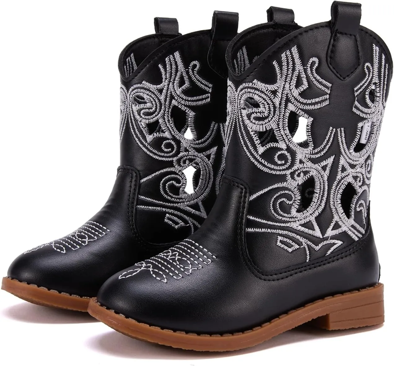 BMCiTYBM Toddler Girls Cowboy Cowgirl Boots Little Kids Pointed Toe Western Boots Mid Calf Side Zipper Riding Shoes for All Seasons (Toddler/Little Kid)