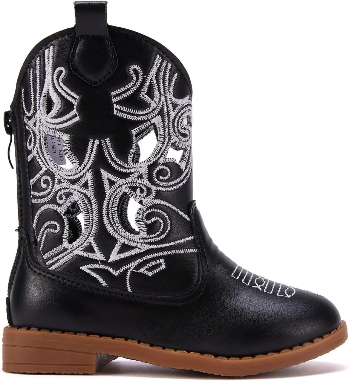BMCiTYBM Toddler Girls Cowboy Cowgirl Boots Little Kids Pointed Toe Western Boots Mid Calf Side Zipper Riding Shoes for All Seasons (Toddler/Little Kid)
