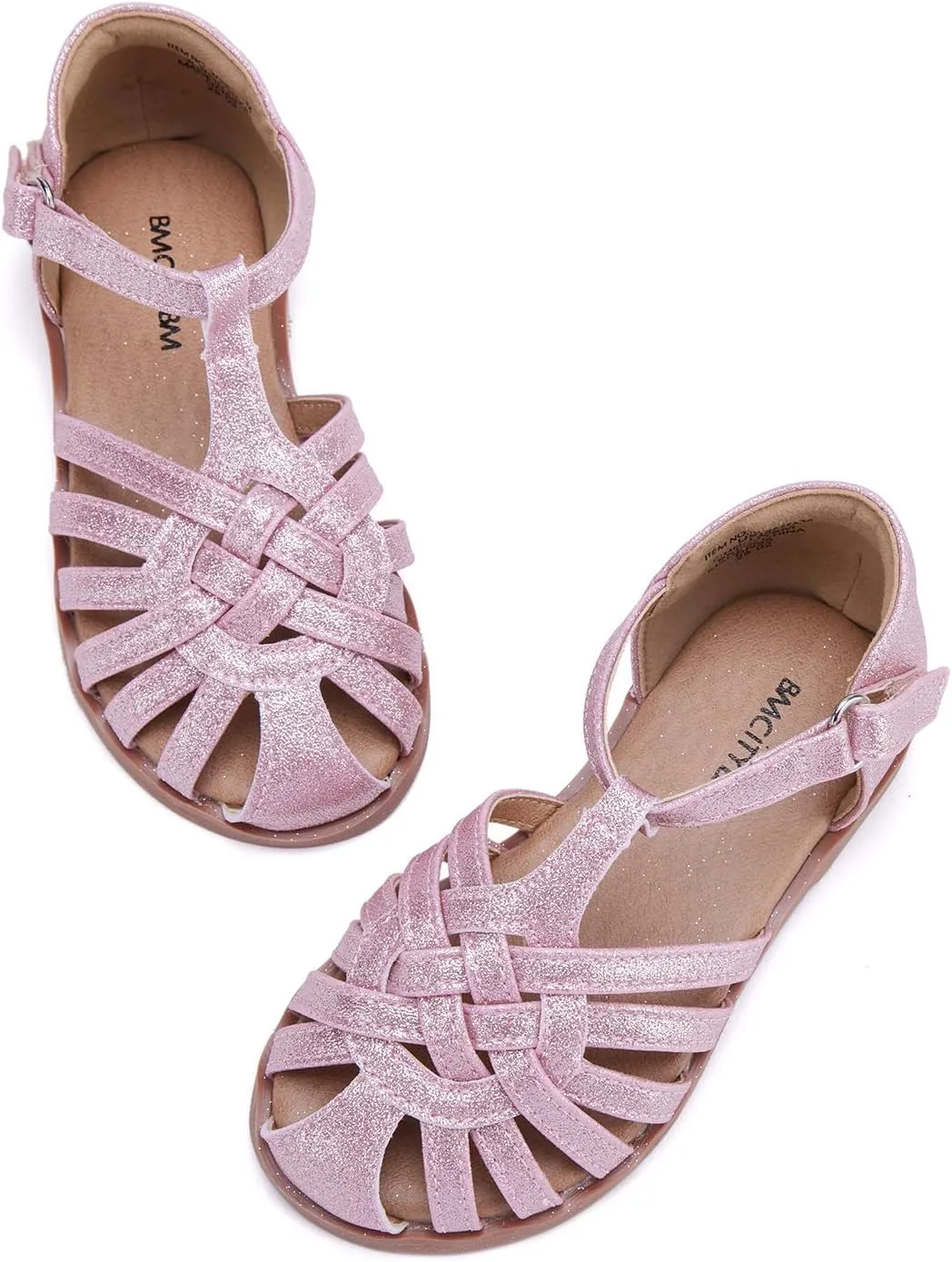 BMCiTYBM Toddler Girls Sandals Closed Toe Princess Flat Shoes Summer Glitter Dressy Sandals
