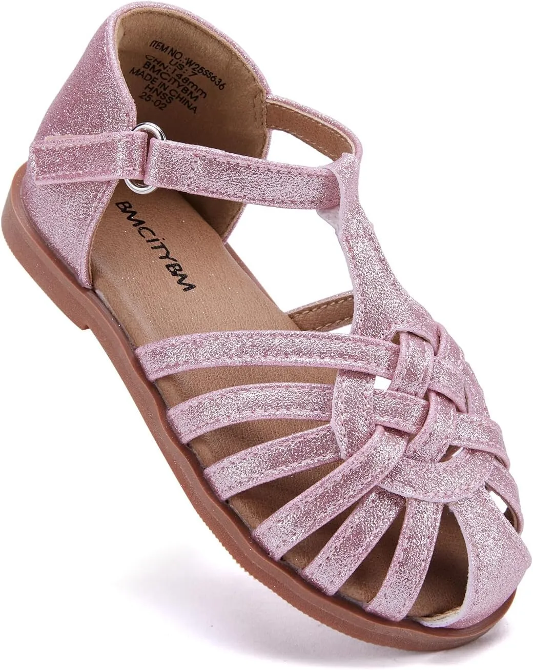 BMCiTYBM Toddler Girls Sandals Closed Toe Princess Flat Shoes Summer Glitter Dressy Sandals