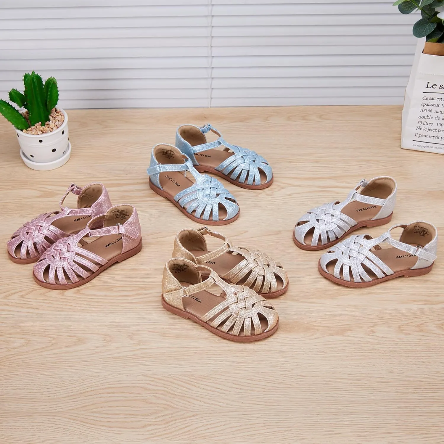 BMCiTYBM Toddler Girls Sandals Closed Toe Princess Flat Shoes Summer Glitter Dressy Sandals