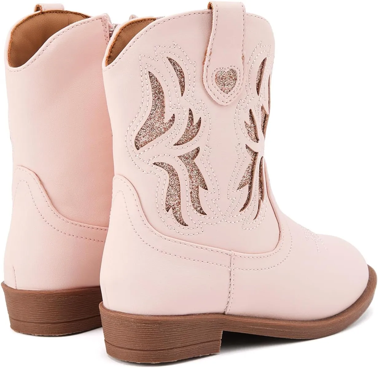 BMCiTYBM Toddler Little Girls Cowboy Cowgirl Boots Kids Pointed Toe Western Boots Mid Calf Side Zipper Riding Shoes for All Seasons (Toddler/Little Kid)