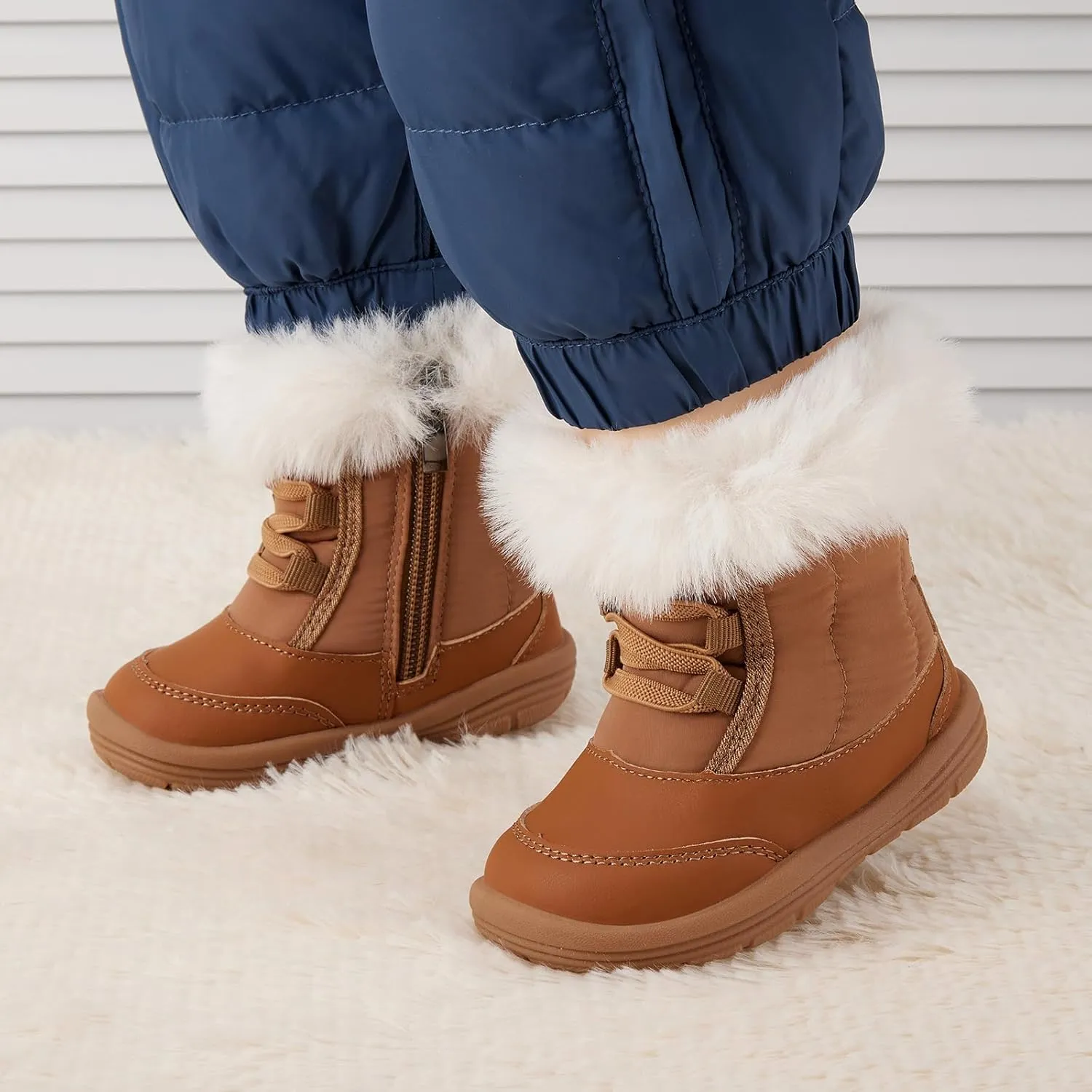 BMCiTYBM Toddler Snow Boots Baby Boys Girls Winter Warm Boots Infant High Top Shoes Faux Fur Bootie for Cold Weather Outdoor